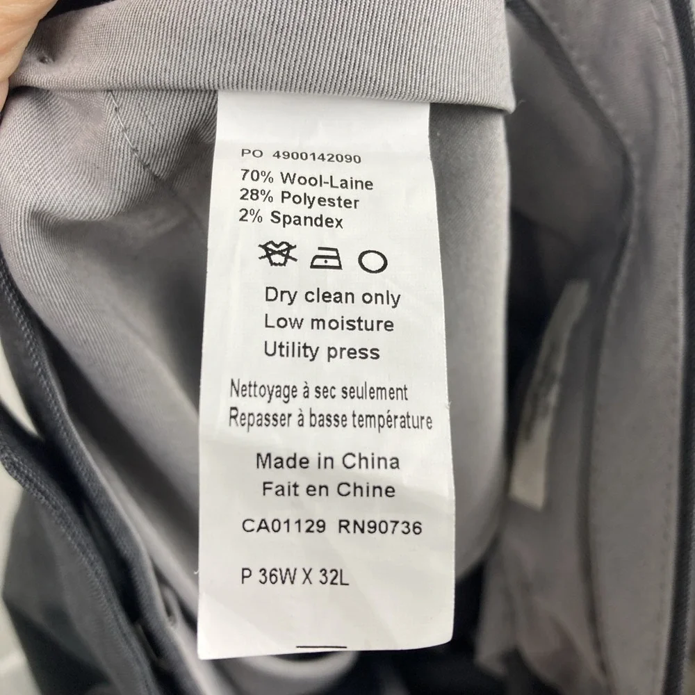 Calvin Klein Mens Slim fit Dress Pants 36 / 32 Dark‎ Grey Solid Stretch